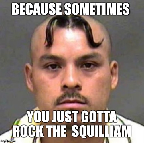Mustache Haircut | BECAUSE SOMETIMES; YOU JUST GOTTA ROCK THE  SQUILLIAM | image tagged in mustache haircut | made w/ Imgflip meme maker