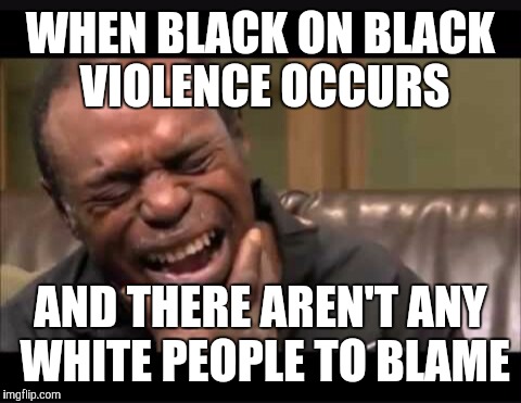 WHEN BLACK ON BLACK VIOLENCE OCCURS; AND THERE AREN'T ANY WHITE PEOPLE TO BLAME | image tagged in crying | made w/ Imgflip meme maker