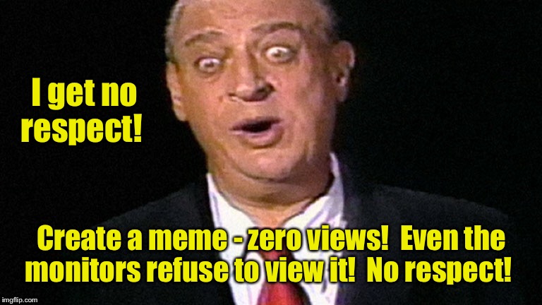You'll never see this meme! | I get no respect! Create a meme - zero views!  Even the monitors refuse to view it!  No respect! | image tagged in meme,rodney dangerfield,no respect,zero views | made w/ Imgflip meme maker