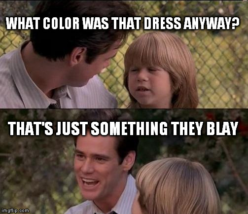 That's Just Something X Say Meme | WHAT COLOR WAS THAT DRESS ANYWAY? THAT'S JUST SOMETHING THEY BLAY | image tagged in memes,thats just something x say | made w/ Imgflip meme maker