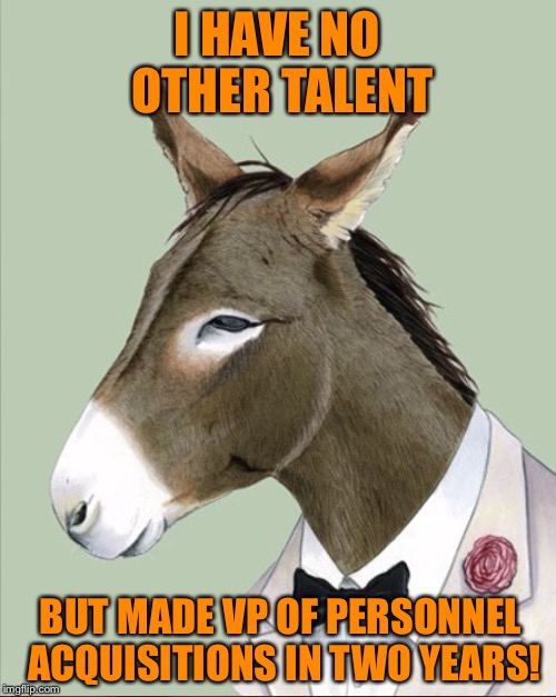 I HAVE NO OTHER TALENT BUT MADE VP OF PERSONNEL ACQUISITIONS IN TWO YEARS! | made w/ Imgflip meme maker