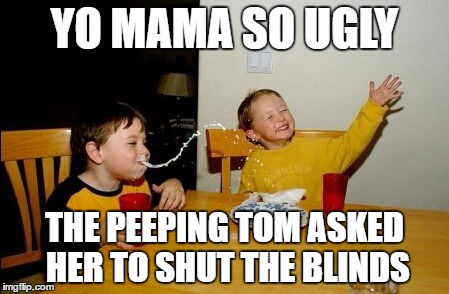 Yo Mamas So Fat | YO MAMA SO UGLY; THE PEEPING TOM ASKED HER TO SHUT THE BLINDS | image tagged in memes,yo mamas so fat | made w/ Imgflip meme maker