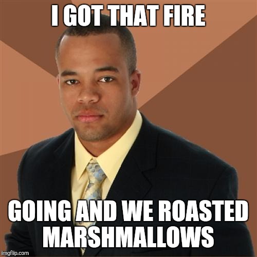 DANK SMORES | I GOT THAT FIRE; GOING AND WE ROASTED MARSHMALLOWS | image tagged in memes,successful black man,funny meme,weed | made w/ Imgflip meme maker