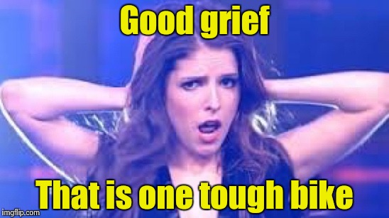 I don't believe it Anna | Good grief That is one tough bike | image tagged in i don't believe it anna | made w/ Imgflip meme maker