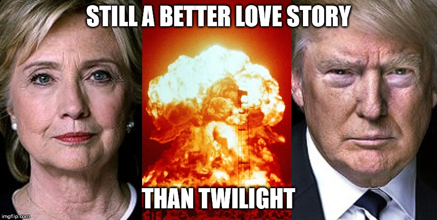 It was almost too close to call. | STILL A BETTER LOVE STORY; THAN TWILIGHT | image tagged in hillary vs trump,still a better love story than twilight,election 2016,memes,funny | made w/ Imgflip meme maker