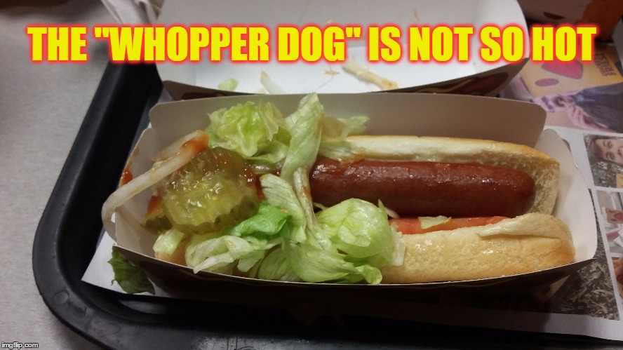 The Whopper Dog is Not So Hot! | THE "WHOPPER DOG" IS NOT SO HOT | image tagged in meme,funny meme,burger king,fast food | made w/ Imgflip meme maker