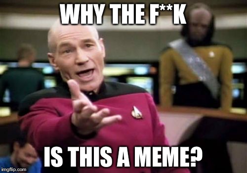 Picard Wtf Meme | WHY THE F**K; IS THIS A MEME? | image tagged in memes,picard wtf | made w/ Imgflip meme maker