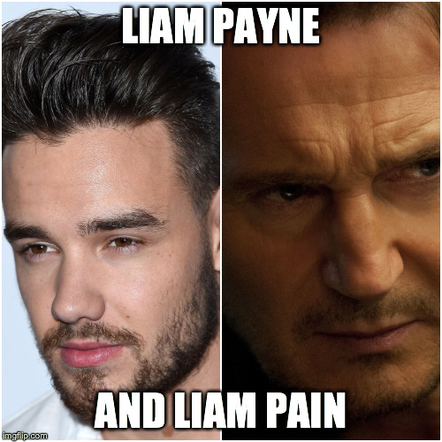 Liam payne and Liam PAIN | LIAM PAYNE; AND LIAM PAIN | image tagged in i ilke to play with worda | made w/ Imgflip meme maker
