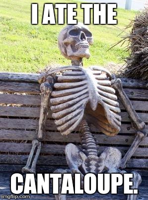 Waiting Skeleton Meme | I ATE THE CANTALOUPE. | image tagged in memes,waiting skeleton | made w/ Imgflip meme maker