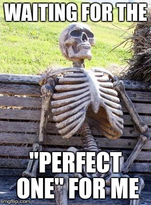 Waiting Skeleton Meme | WAITING FOR THE; "PERFECT ONE" FOR ME | image tagged in memes,waiting skeleton | made w/ Imgflip meme maker