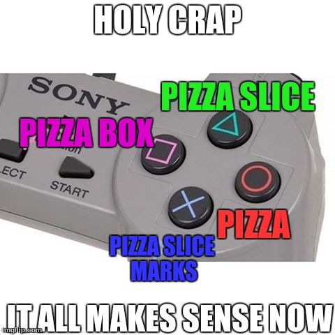 HOLY CRAP IT ALL MAKES SENSE NOW PIZZA SLICE PIZZA PIZZA BOX PIZZA SLICE MARKS | made w/ Imgflip meme maker