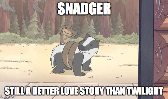 Snadger | SNADGER; STILL A BETTER LOVE STORY THAN TWILIGHT | image tagged in gravity falls | made w/ Imgflip meme maker