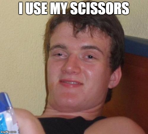 10 Guy Meme | I USE MY SCISSORS | image tagged in memes,10 guy | made w/ Imgflip meme maker