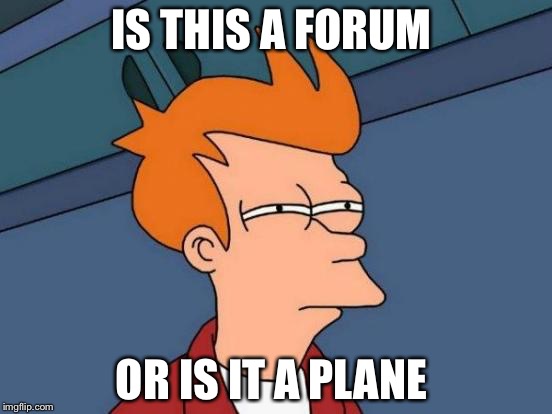 Futurama Fry | IS THIS A FORUM; OR IS IT A PLANE | image tagged in memes,futurama fry | made w/ Imgflip meme maker