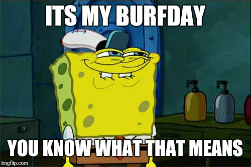 Don't You Squidward Meme | ITS MY BURFDAY; YOU KNOW WHAT THAT MEANS | image tagged in memes,dont you squidward | made w/ Imgflip meme maker