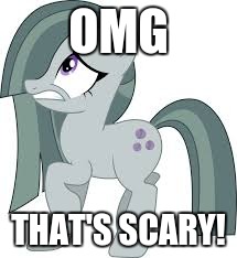 Marble Pie scared | OMG THAT'S SCARY! | image tagged in marble pie scared | made w/ Imgflip meme maker