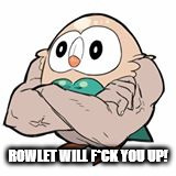 Rowlet will f*ck you up! | ROWLET WILL F*CK YOU UP! | image tagged in pokemon sun and moon,memes,rowlet,fck you up | made w/ Imgflip meme maker