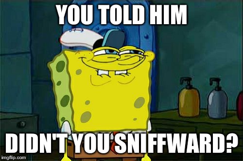 Don't You Squidward Meme | YOU TOLD HIM DIDN'T YOU SNIFFWARD? | image tagged in memes,dont you squidward | made w/ Imgflip meme maker