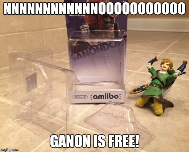 Amiibo Escape Zelda | NNNNNNNNNNNNOOOOOOOOOOO; GANON IS FREE! | image tagged in amiibo escape zelda | made w/ Imgflip meme maker