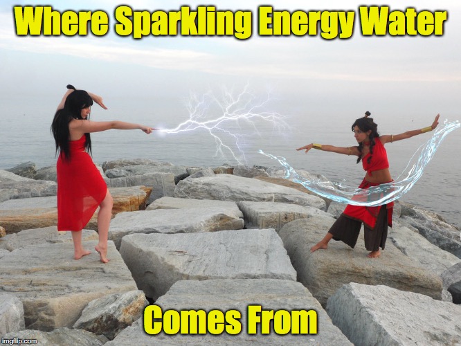 When Pele and Nāmaka get together | Where Sparkling Energy Water; Comes From | image tagged in lightening,water,hawaiian goddesses | made w/ Imgflip meme maker