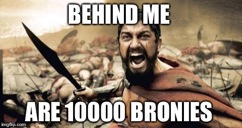 This is my hate for my little ponies
 | BEHIND ME; ARE 10000 BRONIES | image tagged in memes,sparta leonidas | made w/ Imgflip meme maker
