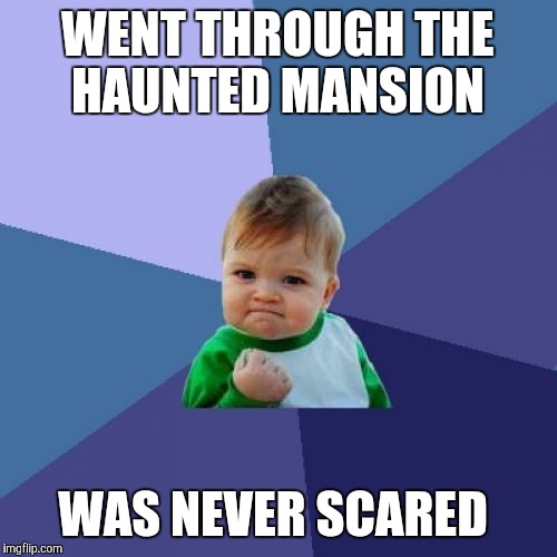 Success Kid | WENT THROUGH THE HAUNTED MANSION; WAS NEVER SCARED | image tagged in memes,success kid | made w/ Imgflip meme maker
