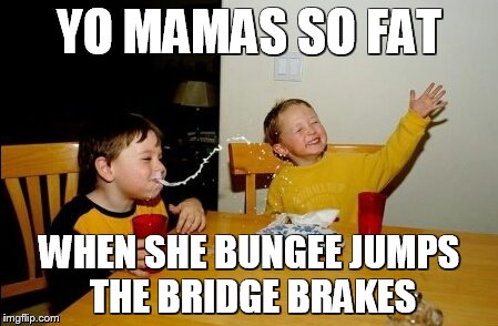 Yo Mamas So Fat | YO MAMAS SO FAT; WHEN SHE BUNGEE JUMPS THE BRIDGE BRAKES | image tagged in memes,yo mamas so fat | made w/ Imgflip meme maker