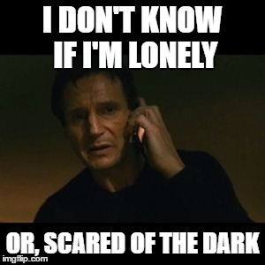 Liam Neeson Taken Meme | I DON'T KNOW IF I'M LONELY; OR, SCARED OF THE DARK | image tagged in memes,liam neeson taken | made w/ Imgflip meme maker