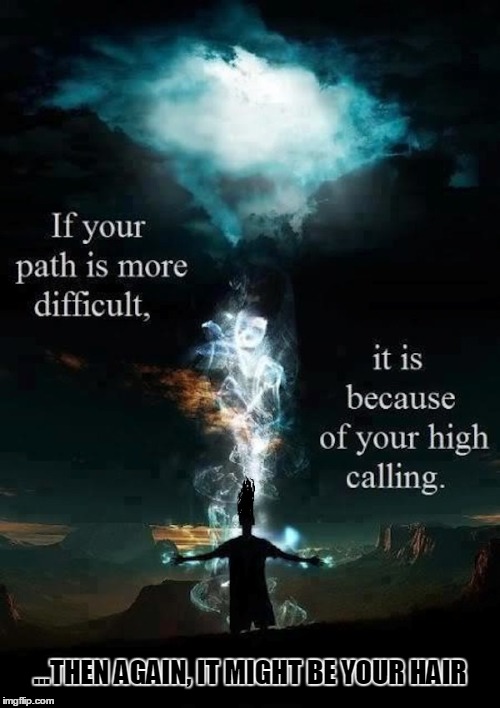 If Your Path is More Difficult... | ...THEN AGAIN, IT MIGHT BE YOUR HAIR | image tagged in vince vance,higher calling,deep thoughts,understanding,life,self-deprecating | made w/ Imgflip meme maker
