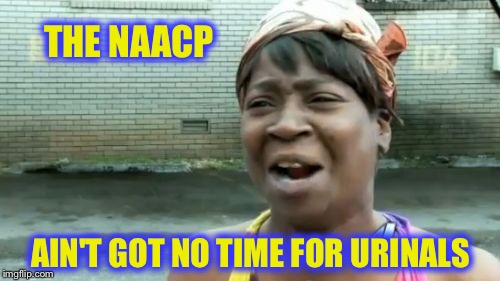 Ain't Nobody Got Time For That Meme | THE NAACP AIN'T GOT NO TIME FOR URINALS | image tagged in memes,aint nobody got time for that | made w/ Imgflip meme maker