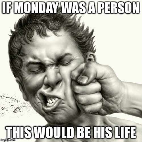 Punchin' Monday | IF MONDAY WAS A PERSON; THIS WOULD BE HIS LIFE | image tagged in punchface,punch | made w/ Imgflip meme maker
