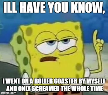 I'll Have You Know Spongebob Meme | ILL HAVE YOU KNOW, I WENT ON A ROLLER COASTER BY MYSELF AND ONLY SCREAMED THE WHOLE TIME | image tagged in memes,ill have you know spongebob | made w/ Imgflip meme maker