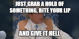 JUST GRAB A HOLD OF SOMETHING, BITE YOUR LIP AND GIVE IT HELL | made w/ Imgflip meme maker