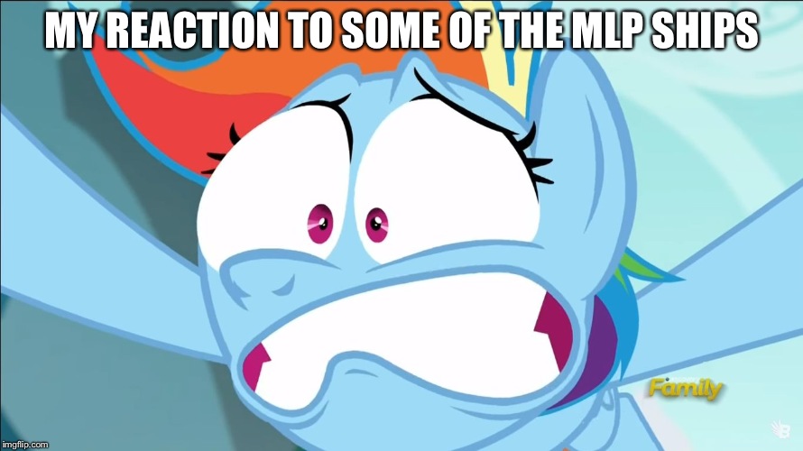 Rainbow Dash Shocked | MY REACTION TO SOME OF THE MLP SHIPS | image tagged in rainbow dash shocked | made w/ Imgflip meme maker