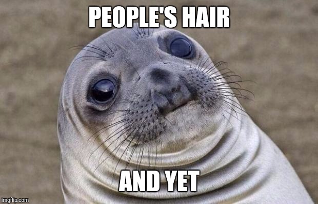 Awkward Moment Sealion Meme | PEOPLE'S HAIR AND YET | image tagged in memes,awkward moment sealion | made w/ Imgflip meme maker