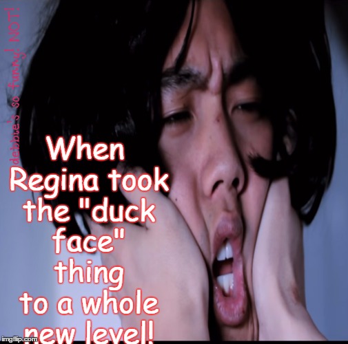 new-era duck-face | When Regina took the "duck face" thing to a whole new level! | image tagged in ryan higa,nigahiga,regina,teehee,duck face | made w/ Imgflip meme maker