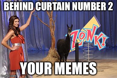 Zonk | BEHIND CURTAIN NUMBER 2 YOUR MEMES | image tagged in zonk | made w/ Imgflip meme maker