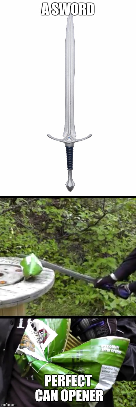 A sword | A SWORD; PERFECT CAN OPENER | image tagged in memes | made w/ Imgflip meme maker
