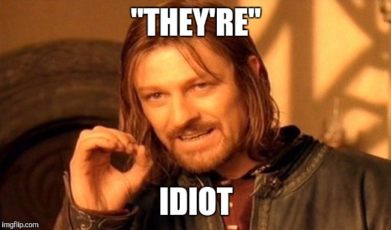 One Does Not Simply Meme | "THEY'RE" IDIOT | image tagged in memes,one does not simply | made w/ Imgflip meme maker