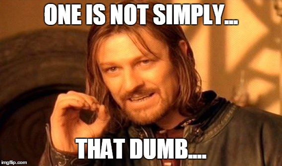 One Does Not Simply Meme | ONE IS NOT SIMPLY... THAT DUMB.... | image tagged in memes,one does not simply | made w/ Imgflip meme maker