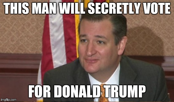 Teddy and the Cruzers | THIS MAN WILL SECRETLY VOTE FOR DONALD TRUMP | image tagged in memes | made w/ Imgflip meme maker