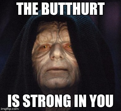 emperor  | THE BUTTHURT IS STRONG IN YOU | image tagged in emperor | made w/ Imgflip meme maker