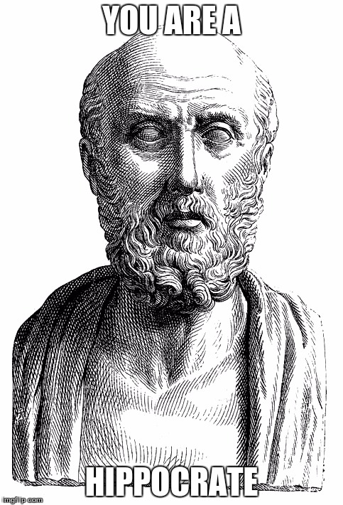 Hippocrates | YOU ARE A HIPPOCRATE | image tagged in hippocrates | made w/ Imgflip meme maker