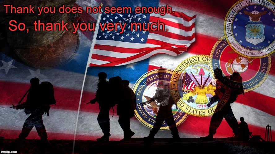 Thank you is not enough | Thank you does not seem enough. So, thank you very much. | image tagged in veterans,appreciation | made w/ Imgflip meme maker