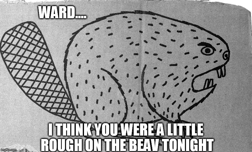 Angry Beaver | WARD.... I THINK YOU WERE A LITTLE ROUGH ON THE BEAV TONIGHT | image tagged in angry beaver | made w/ Imgflip meme maker