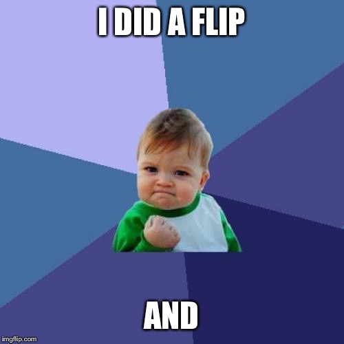 Finish the meme 2! Post your finished meme in the comments! | I DID A FLIP; AND | image tagged in memes,success kid,finish the meme | made w/ Imgflip meme maker