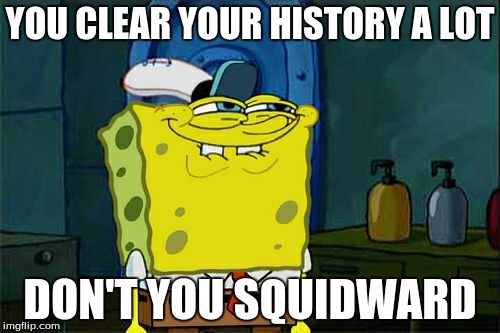 Don't You Squidward | YOU CLEAR YOUR HISTORY A LOT; DON'T YOU SQUIDWARD | image tagged in memes,dont you squidward | made w/ Imgflip meme maker