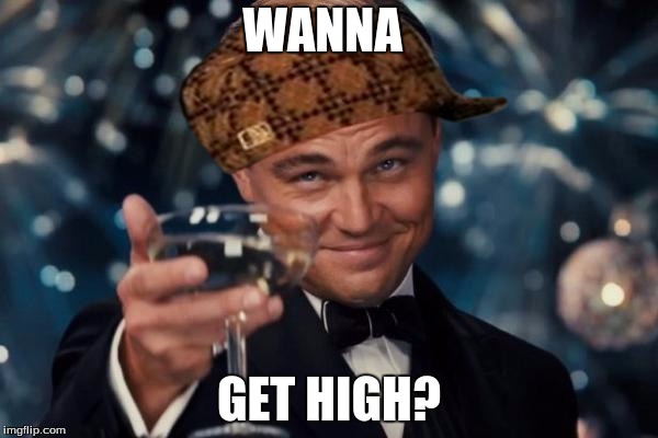 Leonardo Dicaprio Cheers Meme | WANNA; GET HIGH? | image tagged in memes,leonardo dicaprio cheers,scumbag | made w/ Imgflip meme maker