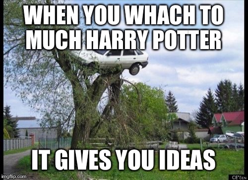 Secure Parking Meme | WHEN YOU WHACH TO MUCH HARRY POTTER; IT GIVES YOU IDEAS | image tagged in memes,secure parking | made w/ Imgflip meme maker