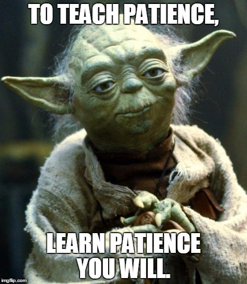 Star Wars Yoda Meme | TO TEACH PATIENCE, LEARN PATIENCE YOU WILL. | image tagged in memes,star wars yoda | made w/ Imgflip meme maker